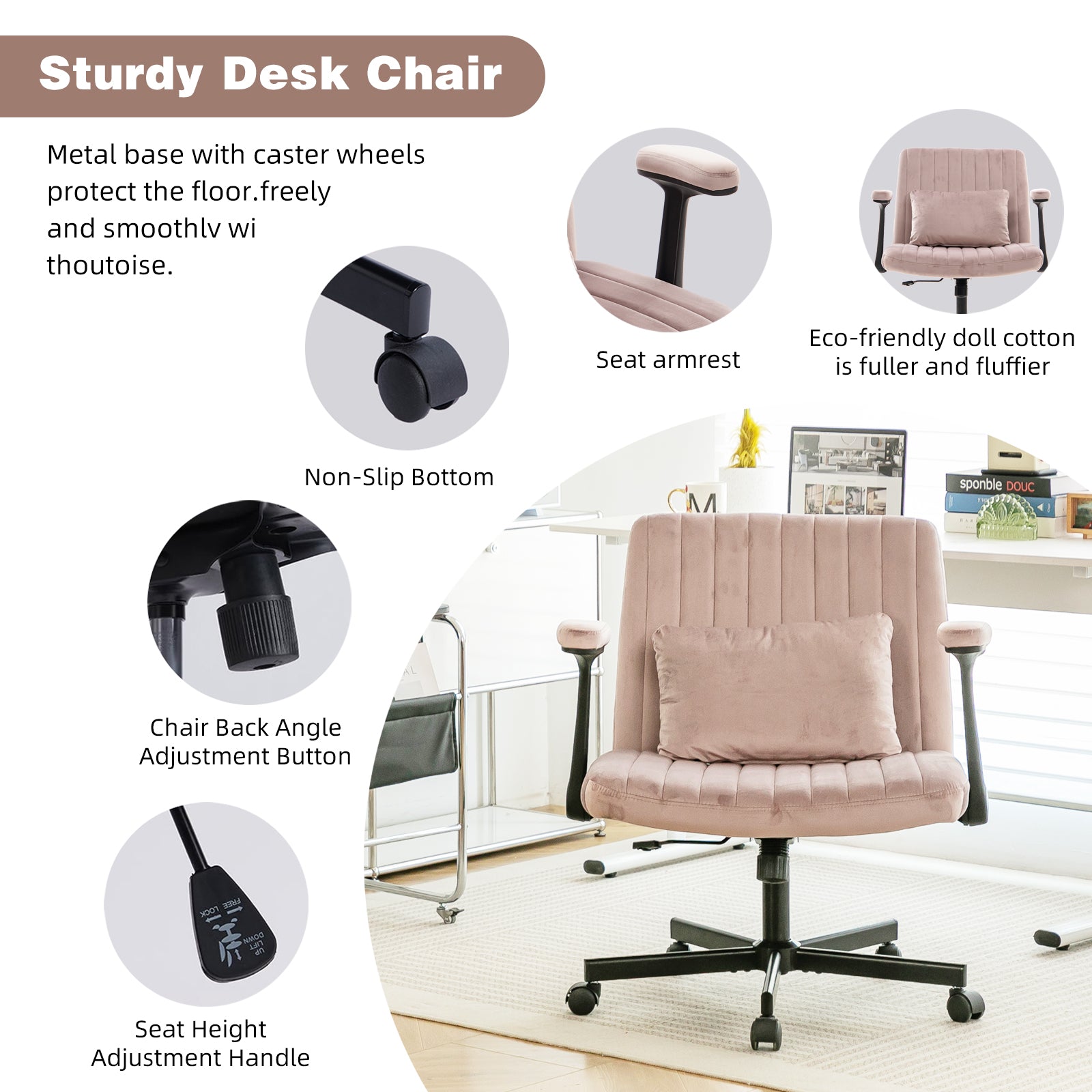 Rosie Velvet Criss-Cross Office Chair