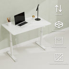 Height-Adjustable Standing Desk — 39" Manual Crank Sit-Stand Desk for Kids & Adults | Ergonomic Home Office Study Table | Sturdy Dual-Column Frame | No Electricity Needed | Compact Minimalist Design | White