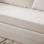 71" 2-in-1 Pull Out Foldable Loveseat Sofa Bed | Chenille Boneless Cloud Floor Mattress | Round-Edge Armrests + 2 Matching Pillows | High-Density Foam | Waterproof Anti-Slip Base | No Assembly Required | Living Room, Bedroom, Dorm | Ivory/Gray/Orange