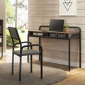 45.8" Modern Classic Writing Desk | Woodgrain Walnut MDF Top | Powder-Coated Steel Frame | 2 Under-Desk Open Shelves | Industrial Style | Part of Allure Collection | Home Office, Study Room | Walnut