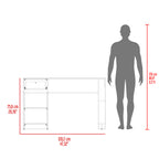 47" Modern Writing Desk with 1 Drawer + 4 Side Shelves | Generous Leg Clearance | Clean Minimalist Design | Sturdy Particle Board | Home Office, Living Room, Gaming Room | White/Black