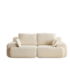 Modern Memory Foam Cloud Sofa | Extra Deep Corduroy Sectional Couch | Customizable Modular Combination | High-Resilience Foam + Bolster Pillows | No Assembly Required | Living Room, Apartment, Bedroom | White/Black — 2 Seat & 3 Seat