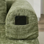 78.8" Convertible Folding Floor Sofa Bed | Chenille Couch with Foldable Armrests | Sponge + Spring Support | 3-Tiered Space-Saving Design | Free Pillows Included | Anti-Slip Base | No Assembly | Living Room, Bedroom, Studio | Green/Beige/Blue/Gray/Or