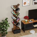 9 Tier Tree Bookshelf with Drawer Bookcase