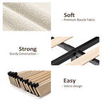 Full/Queen/King Size Teddy Bear Plush Platform Bed | 3-Level Adjustable Headboard | EVA Silent Slats | Heavy Duty Metal Frame | No Box Spring | Easy Assembly | Beige