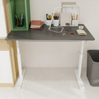 Height-Adjustable Standing Desk — 39" Manual Crank Sit-Stand Desk for Kids & Adults | Ergonomic Home Office Study Table | Sturdy Dual-Column Frame | No Electricity Needed | Compact Minimalist Design | White