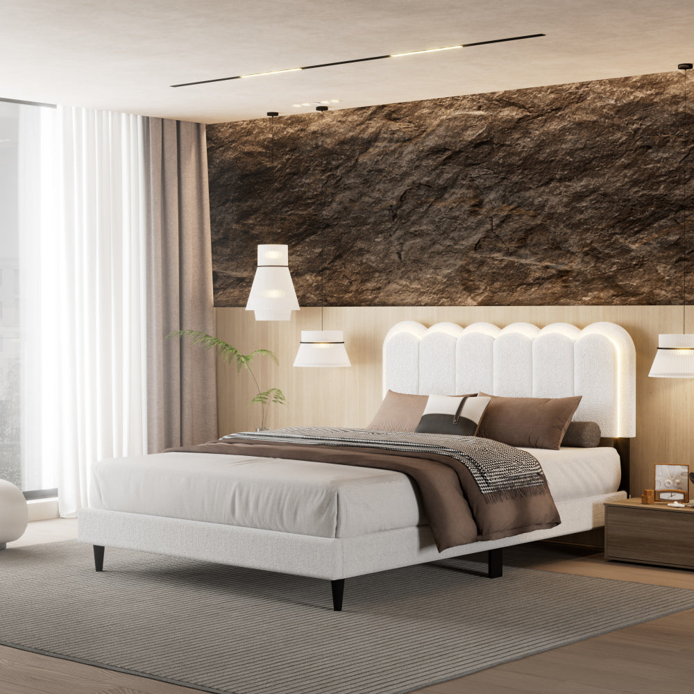Boucle Platform Bed