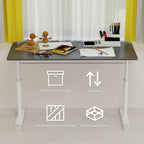 Height-Adjustable Standing Desk — 39" Manual Crank Sit-Stand Desk for Kids & Adults | Ergonomic Home Office Study Table | Sturdy Dual-Column Frame | No Electricity Needed | Compact Minimalist Design | White