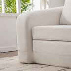 71" 2-in-1 Pull Out Foldable Loveseat Sofa Bed | Chenille Boneless Cloud Floor Mattress | Round-Edge Armrests + 2 Matching Pillows | High-Density Foam | Waterproof Anti-Slip Base | No Assembly Required | Living Room, Bedroom, Dorm | Ivory/Gray/Orange