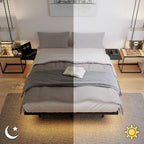 Full/Queen Size Heavy Duty Metal Platform Bed | 2 Bedside Shelves | LED Light | Reinforced Steel Slats | 800 lbs | Under-Bed Storage | No Box Spring Needed | Black