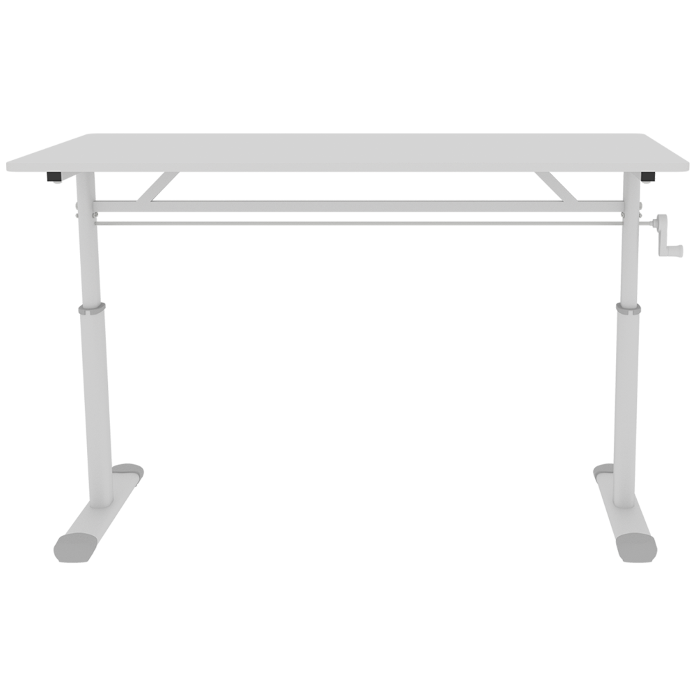 Height-Adjustable Standing Desk — 39" Manual Crank Sit-Stand Desk for Kids & Adults | Ergonomic Home Office Study Table | Sturdy Dual-Column Frame | No Electricity Needed | Compact Minimalist Design | White