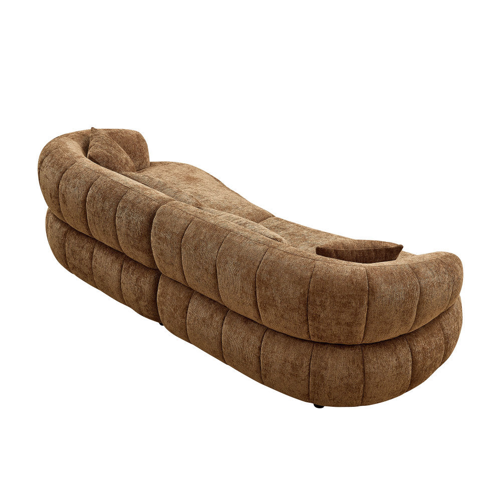 102.36 inch Cloud-Like Sofa,Modern Sectional Curved Sofa,Textured Fabric Couch,Upholstered  4-Seat Comfy Sofa for Living Room,Beige