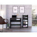 Vizcaya Home Office Set — Computer Desk with Single Drawer, Keyboard Tray & 5-Shelf Bookcase | Modern Black Finish | Compact Laptop Workstation | Open Storage | Particle Board | Bedroom, Home Office & Study Room | Black