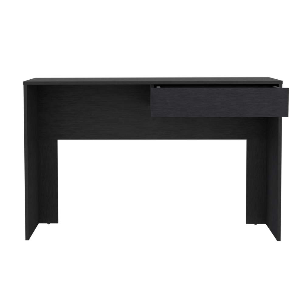 43.3" Modern Writing Computer Desk with Handleless Drawer | Spacious Particle Board Top | Compact Sleek Design | Home Office, Bedroom, Study Room | Black