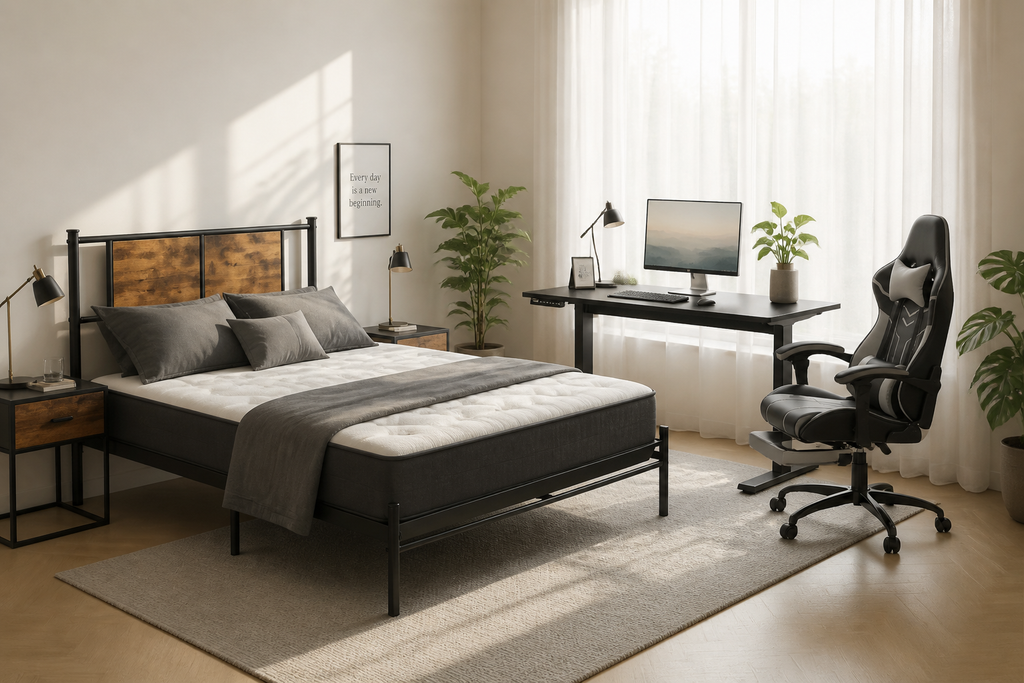 Full Size Student Bundle - Bed + Bed Frame + Desk + Chair