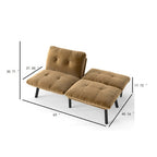 63" Convertible Folding Sofa Bed | 2-Seat Velvet Upholstered Couch | Adjustable Multi-Angle Backrest | Sofa, Lounger & Twin Bed | Metal Frame | 800 lbs Capacity | Easy Assembly | Living Room, Apartment | Cream/Aqua Gray/Brown