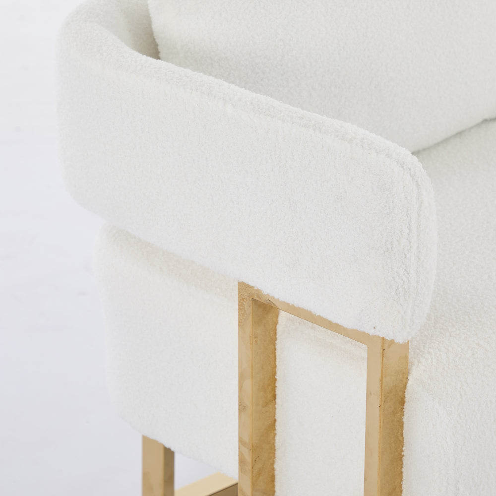 Modern Loveseat Sofa | Luxurious Gold Square Metal Legs | High-Rebound Foam + Ergonomic Design | Teddy/Velvet Upholstery | Dressing Area, Reception Room, Office, Living Room | White/Black/Pink/Green/Gray/Lilac