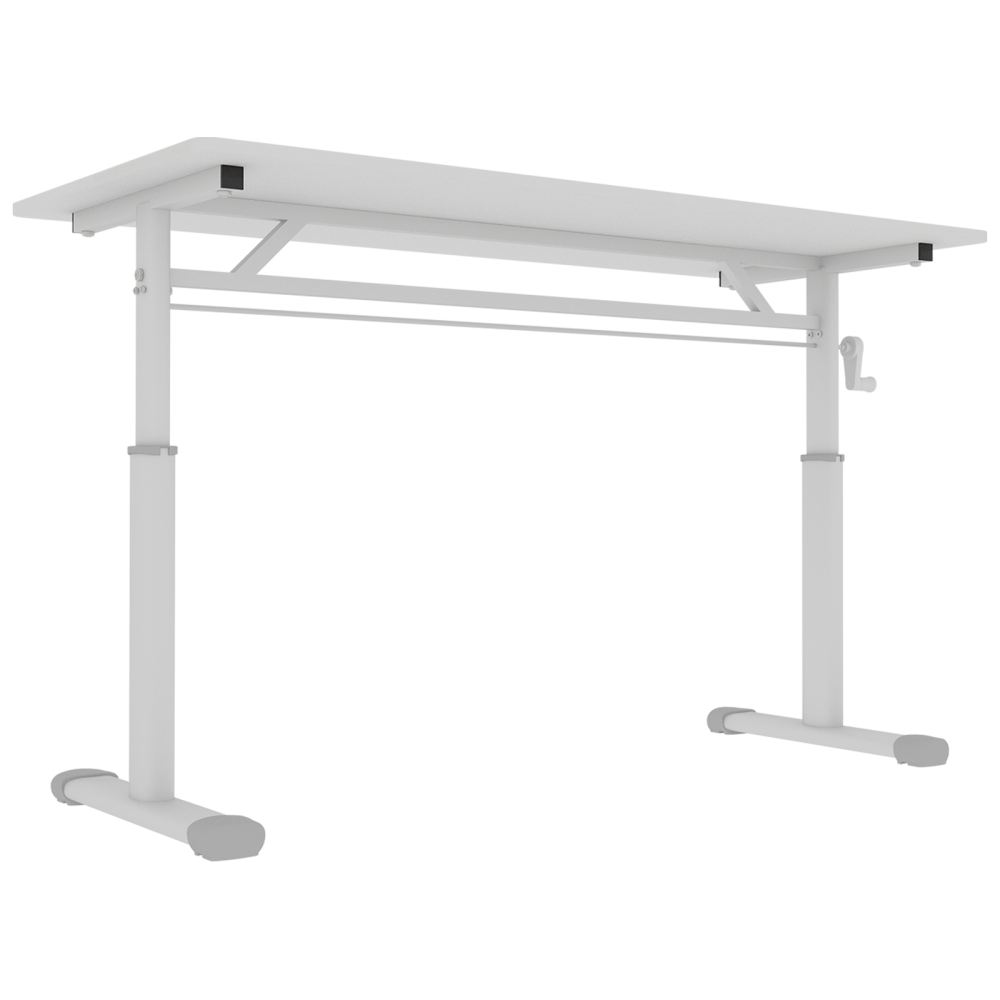 Height-Adjustable Standing Desk — 39" Manual Crank Sit-Stand Desk for Kids & Adults | Ergonomic Home Office Study Table | Sturdy Dual-Column Frame | No Electricity Needed | Compact Minimalist Design | White