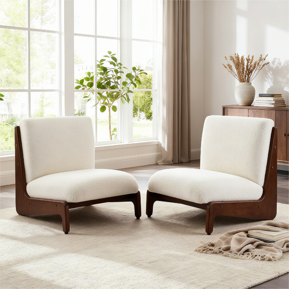 Scott Living Moda Accent Chair White with Walnut