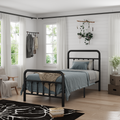 Twin/Full/Queen Size Metal Platform Bed Frame | Classic Spindle Headboard & Footboard | Reinforced Sturdy Structure | Ample Under-Bed Storage | No Box Spring Needed | Black/Charcoal Gray/White