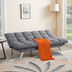 67" Multifunctional 2-Seat Sofa Bed | Foldable Corduroy Couch | 3-Position Adjustable Backrest + Armrest | High-Density Foam | Sturdy Wood + Metal Frame | 3-Second Switch | Living Room, Apartment, Studio | Light Gray/Black/Dark Gray/Green/Yellow