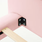 Queen Size PU Leather Floating Platform Bed | Button Tufted Segmented Headboard | Remote-Controlled LED Light Strip 6 Colors | 800 lbs | Hidden Leg Design | No Box Spring Needed | Pink / White / Khaki