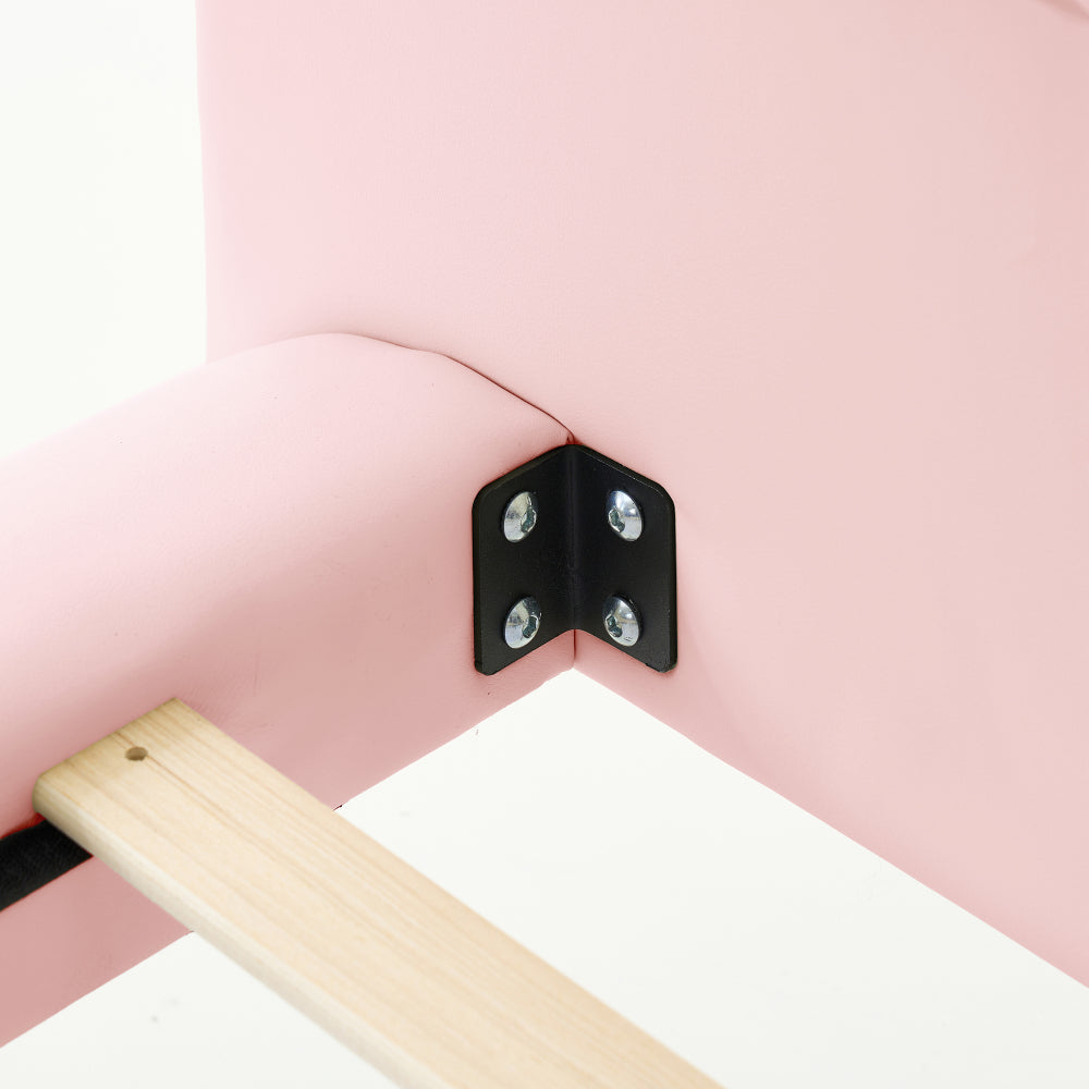 Queen Size PU Leather Floating Platform Bed | Button Tufted Segmented Headboard | Remote-Controlled LED Light Strip 6 Colors | 800 lbs | Hidden Leg Design | No Box Spring Needed | Pink / White / Khaki