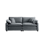 Large Deep-Seat 2-Seat Corduroy Sofa | Fashion-Retro Blend Design | Double-Layer Memory Foam Cushions | Removable Armrests + 4 Throw Pillows | Cloud-Like Comfort | Living Room, Bedroom, Flat | Beige/Tan/Green/Gray