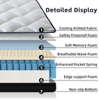 10" Full/Queen/King Hybrid Innerspring Mattress | Individually Wrapped Pocket Coils + Memory Foam | Medium Firm | Pressure Relief & Motion Isolation | CertiPUR-US Certified | Bedroom