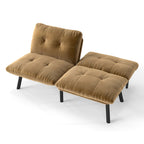63" Convertible Folding Sofa Bed | 2-Seat Velvet Upholstered Couch | Adjustable Multi-Angle Backrest | Sofa, Lounger & Twin Bed | Metal Frame | 800 lbs Capacity | Easy Assembly | Living Room, Apartment | Cream/Aqua Gray/Brown