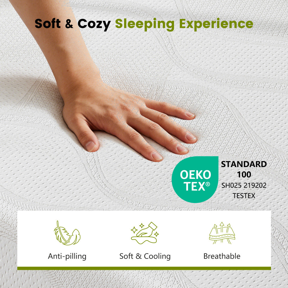 Twin/Full/Queen/King | 12" Memory Foam Mattress | Cooling Green Tea Gel | Dual-Layer High-Density Foam | Removable Washable Cover | CertiPUR-US Certified | Bedroom, Guest Room, Dorm | White