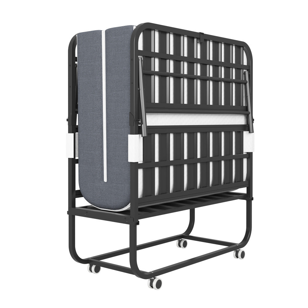 Extra Long Folding Bed for Tall People, Heavy-Duty 450lbs Capacity Rollaway Guest Bed with 5" Memory Foam Mattress