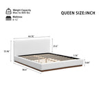 White Boucle Upholstered Platform Bed