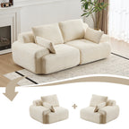 Modern Memory Foam Cloud Sofa | Extra Deep Corduroy Sectional Couch | Customizable Modular Combination | High-Resilience Foam + Bolster Pillows | No Assembly Required | Living Room, Apartment, Bedroom | White/Black — 2 Seat & 3 Seat