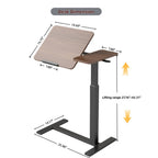 Mobile Adjustable Standing Desk — Overbed Bedside Desk with Flip Desktop & 4 Wheels | Height & Angle Adjustable Rolling Laptop Table | Portable Over Bed Desk | H-Shaped Base | MDF & Metal | Home, Office, Study | Walnut + Black