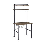 Rustic Oak and Black 2-Shelf Writing Desk — 32" W x 22" D x 70" H | Industrial Pipe-Style Frame | Space-Saving Desk with Storage Shelves | Wood & Metal | Rectangular Office Desk | Bedroom, Home Office & Living Room | Oak