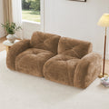2-Piece Modular Cloud Sofa Set | 2+2 Deep-Seat Velvet Couch | 32D High-Density Boneless Foam | Retro Tufted Rounded Design | Flexible Layout | No Assembly Required | Living Room, Apartment | Camel/Red/Green/Blue
