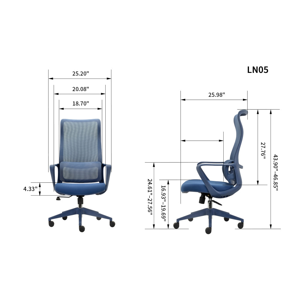 Ergonomic High-Back Mesh Office Chair | 350 lbs Capacity | 7-Level Aluminum Dual-Track Lumbar Support | Integrated Molded Foam Seat | Butterfly Upright Lock | SGS Class 3 Gas Lift | Fireproof | Home Office | Yellow/Green/Blue