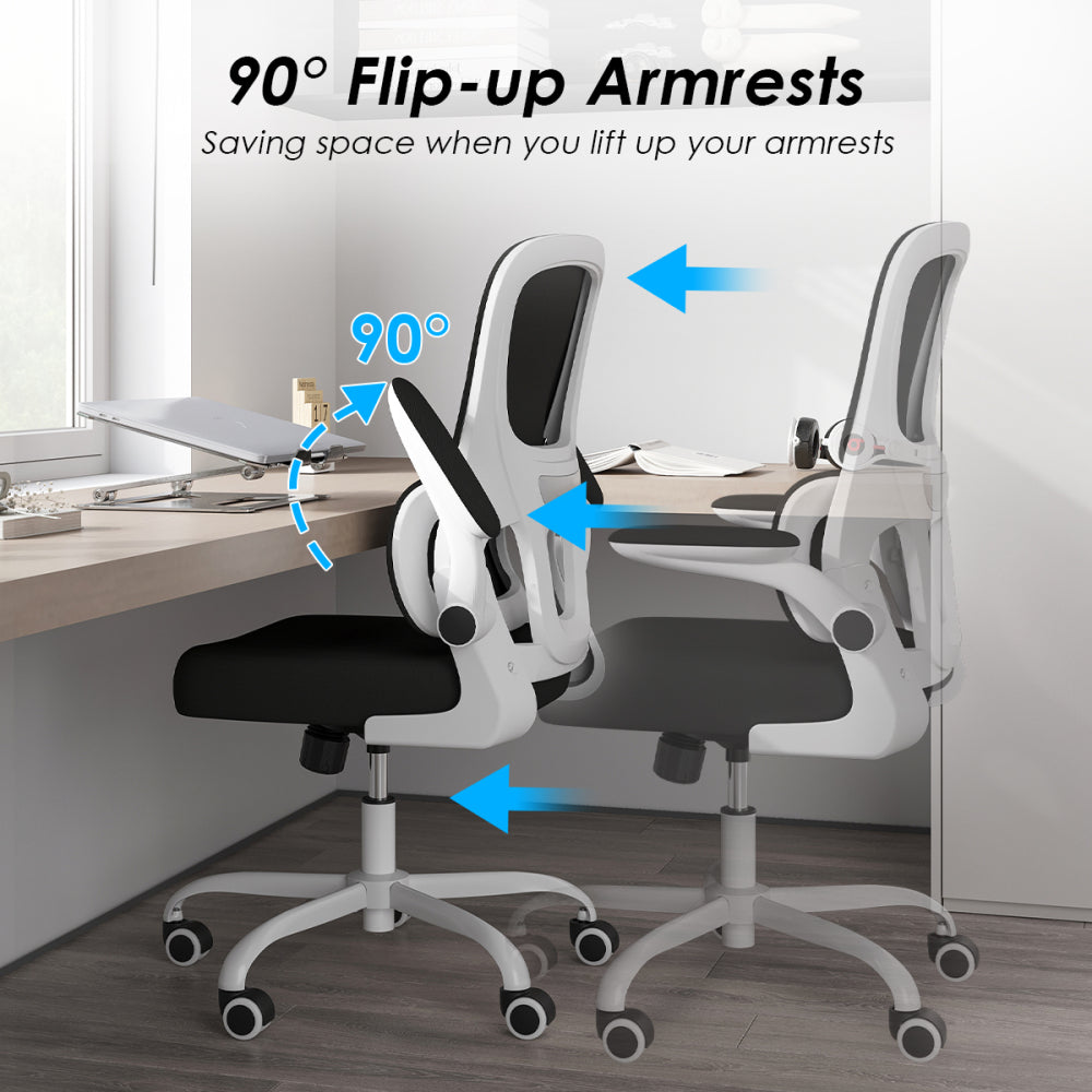 Mesh Ergonomic Office Chair | Tailored Lumbar Support | High-Density Double Mesh Backrest | Flip-Up Armrests | Breathable Elastic Sponge Seat | 90°–120° Tilt + Pneumatic Height Adjustment | 350 lbs | Easy Assembly | Home, Study, Office