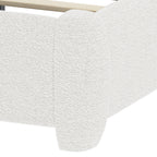 Full/Queen Size Boucle Platform Bed | Adjustable Curved Cloud Headboard 41"-43" | Foam Filled | Rounded Corner Protection | Low Profile | No Box Spring Needed | White