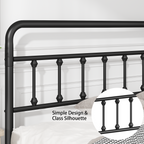 Twin/Full/Queen Size Metal Platform Bed Frame | Classic Spindle Headboard & Footboard | Reinforced Sturdy Structure | Ample Under-Bed Storage | No Box Spring Needed | Black/Charcoal Gray/White
