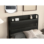 Twin/Full/Queen Size Metal Platform Bed with 4 Storage Drawers | Headboard Charging Station 2 Outlets & 2 USB | 16 RGB LED Lights 60000+ Colors | Heavy Duty Steel Slats | No Box Spring Needed | Black