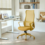 Ergonomic High-Back Mesh Office Chair | 350 lbs Capacity | 7-Level Aluminum Dual-Track Lumbar Support | Integrated Molded Foam Seat | Butterfly Upright Lock | SGS Class 3 Gas Lift | Fireproof | Home Office | Yellow/Green/Blue