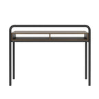 45.8" Modern Classic Writing Desk | Woodgrain Walnut MDF Top | Powder-Coated Steel Frame | 2 Under-Desk Open Shelves | Industrial Style | Part of Allure Collection | Home Office, Study Room | Walnut