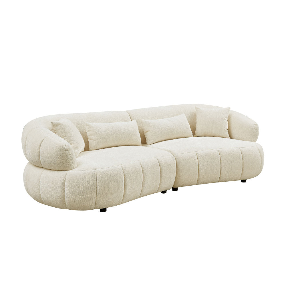 102.36 inch Cloud-Like Sofa,Modern Sectional Curved Sofa,Textured Fabric Couch,Upholstered  4-Seat Comfy Sofa for Living Room,Beige
