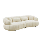 102.36 inch Cloud-Like Sofa,Modern Sectional Curved Sofa,Textured Fabric Couch,Upholstered  4-Seat Comfy Sofa for Living Room,Beige