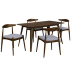 Christopher Knight Home 5-Piece Mid-Century Dining Set — Rubberwood Frame, Faux Wood Tabletop, Ergonomic Cushioned Chairs | Seats 4