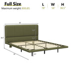 Full Size Floating PU Leather Platform Bed | Remote-Controlled LED Underglow 8 Dynamic Effects | Hidden Foot Design | Strong Wood Beam & Metal Legs | No Box Spring Needed | Easy Assembly | Green / Coffee