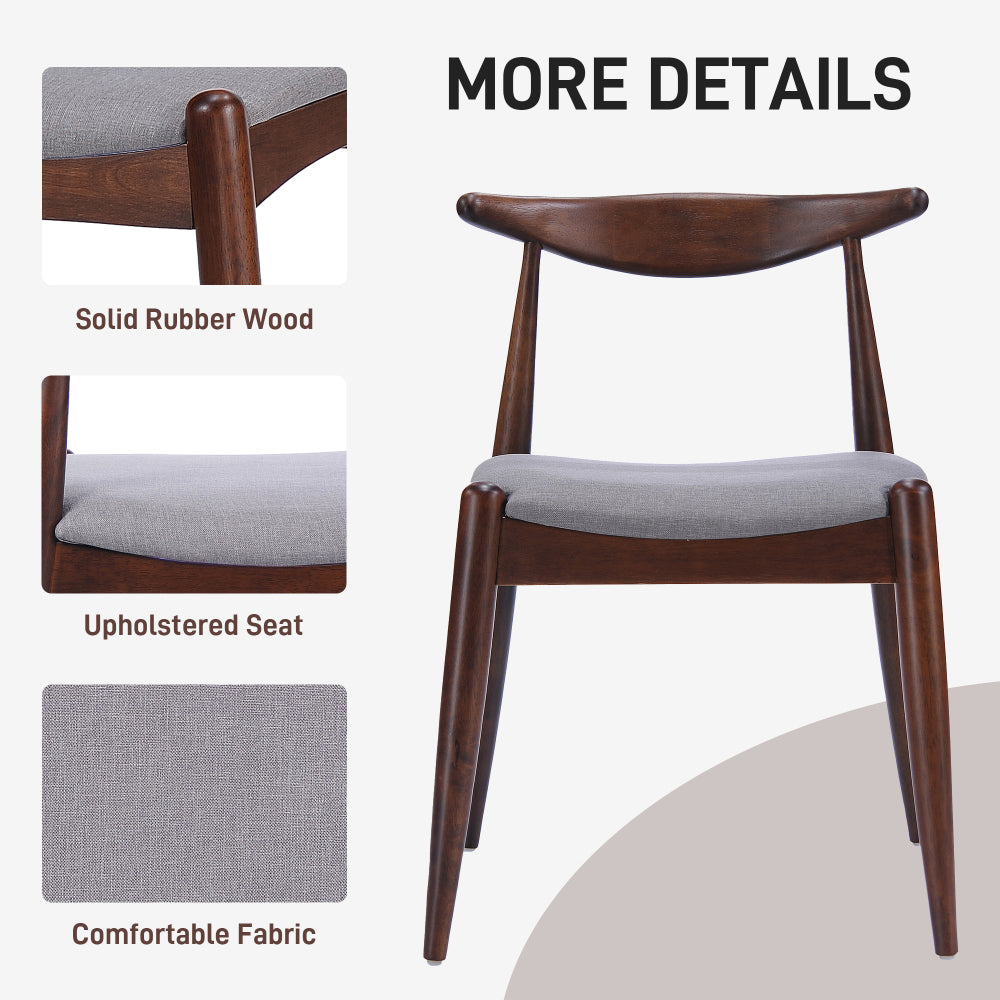 Christopher Knight Home 5-Piece Mid-Century Dining Set — Rubberwood Frame, Faux Wood Tabletop, Ergonomic Cushioned Chairs | Seats 4
