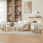 Modern Loveseat Sofa | Luxurious Gold Square Metal Legs | High-Rebound Foam + Ergonomic Design | Teddy/Velvet Upholstery | Dressing Area, Reception Room, Office, Living Room | White/Black/Pink/Green/Gray/Lilac